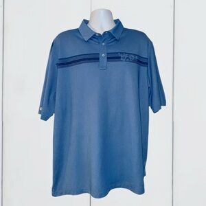 Straight Down 3X Golf Polo Blue Floral Stripe Pima Cotton Blend Performance